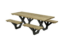 Picknicktafel X-Frame 230 met ge&iuml;mpregneerd en gecertificeerd Noord-Europees naaldhout met makkelijke instap.